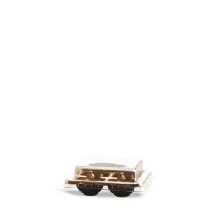 MACARON HOLDER  R-PET FULL COLOR GOLD WITH LID