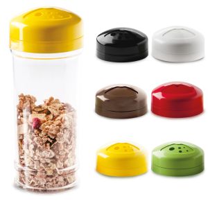 GRAIN CONTAINER PS TRANSPARENT WITH LID GREEN BROWN YELLOW RED WHITE BLACK