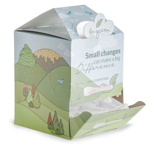 BOX WITH SIGLE WRAPPED COMPOSTABLE BEIGE SPOONS