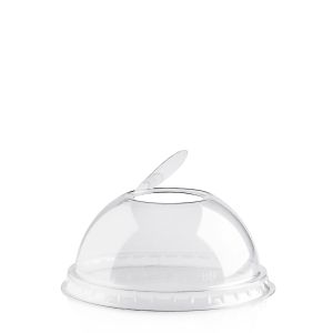 DOME LID WITH CLOSED HOLE R-PET TRANSPARENT