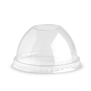 DOME LID WITH HOLE  R-PET TRANSPARENT