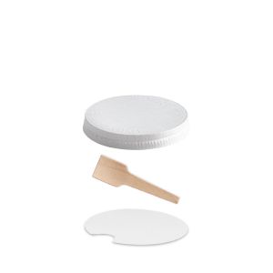 FLAT LID WITH WOODEN FLAT SPOONS FOR PAPER CUPS 170/190cc PAP-PE