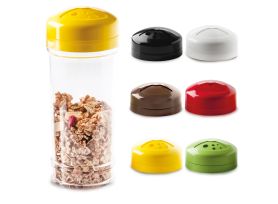 GRAIN CONTAINER PS TRANSPARENT WITH LID GREEN BROWN YELLOW RED WHITE BLACK