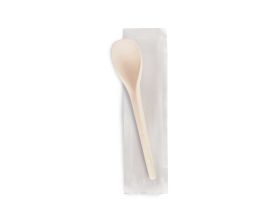 ICE-CURVY S SPOON COMPOSTABLE FULL COLOR BEIGE PAPER WRAPPED