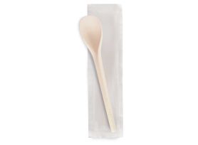 ICE-CURVY SPOON COMPOSTABLE FULL COLOR BEIGE PAPER WRAPPED