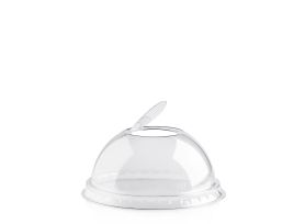 DOME LID WITH CLOSED HOLE R-PET TRANSPARENT