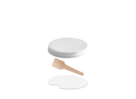 FLAT LID WITH WOODEN FLAT SPOONS FOR PAPER CUPS 90/120cc PAP-PE