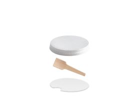 FLAT LID WITH WOODEN FLAT SPOONS FOR PAPER CUPS 170/190cc PAP-PE